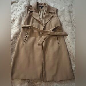 Forever 21 Camel Colored Sleeveless Belted Coat